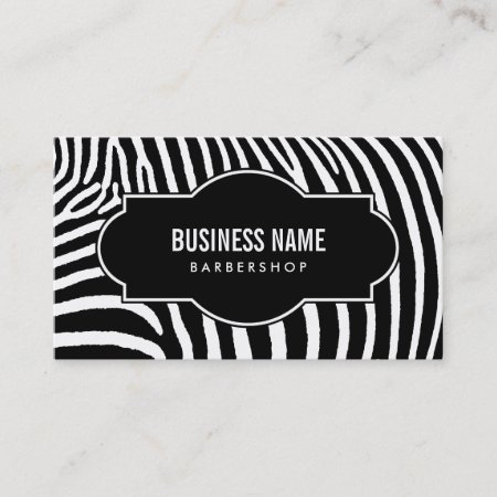 Barber Shop Modern Black & White Zebra Stripes Business Card