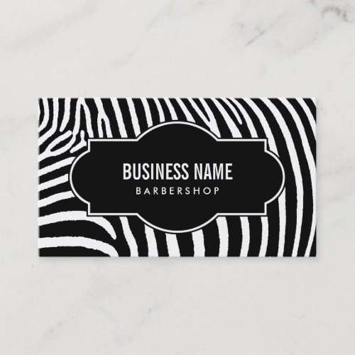 Barber Shop Modern Black  White Zebra Stripes Business Card