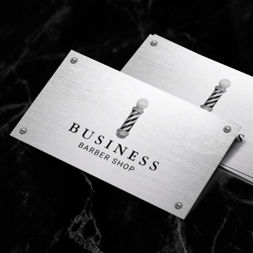 Barber Shop Modern Metal Hair Stylist Minimalist Business Card