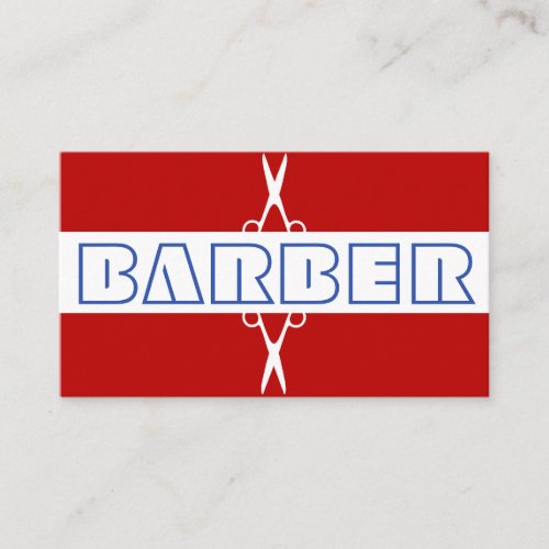 Barber shop modern white blue red Business Card