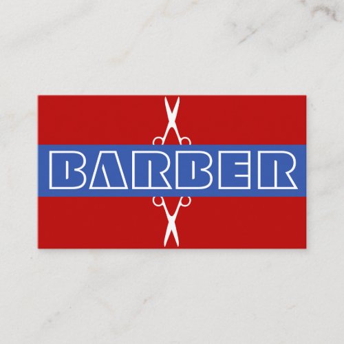 Barber shop modern white red blue business card