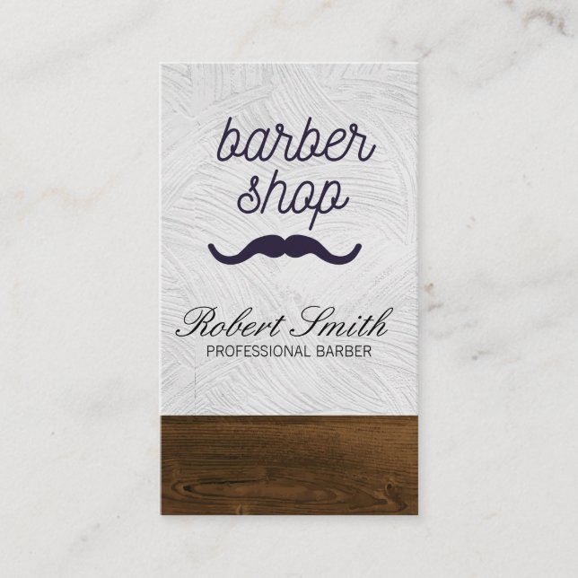 Barber Shop Mustache Business Card (Front)