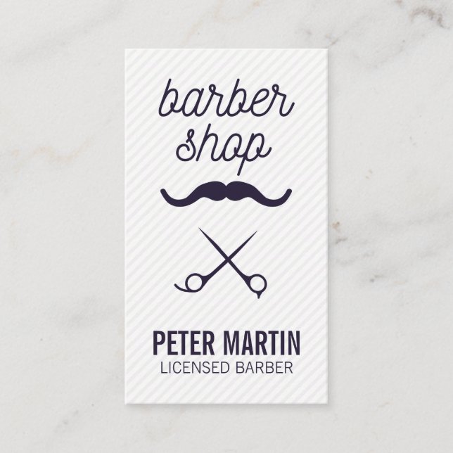 Barber Shop | Mustache | Shave and Haircut Business Card (Front)