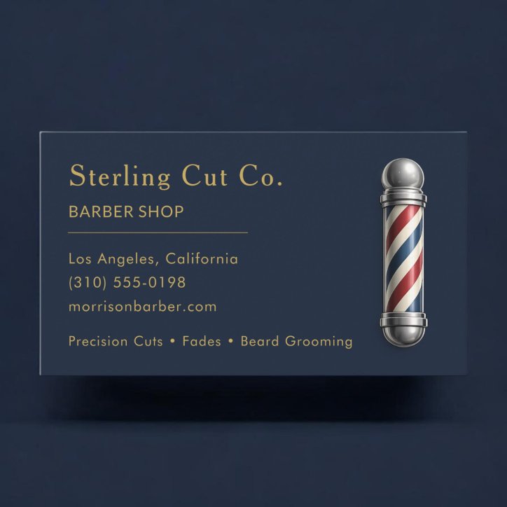Barber Shop Navy Blue Professional Business Card