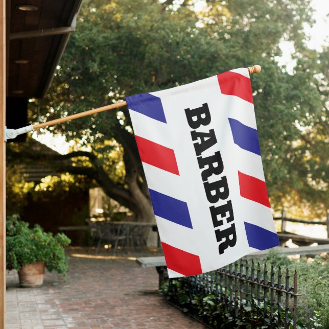Barber Shop Open Weatherproof Flag Sign (In SItu)