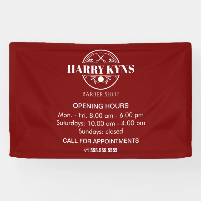 Barber shop opening hours custom banner (Horizontal)