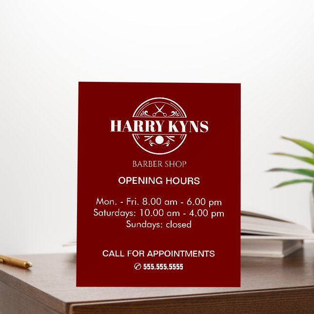 Barber shop opening hours custom foam board (In Situ (Office))