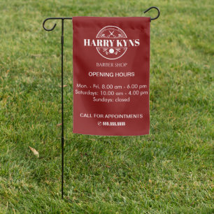 Barber shop opening hours custom garden flag