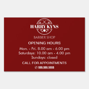 Barber shop opening hours custom sign