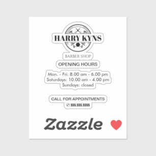 Barber shop opening hours custom sticker