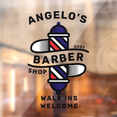  Barber Shop Personalize Customize Barber Pole   Window Cling