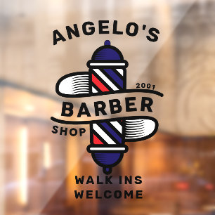 Barber Shop Personalize Customize Barber Pole Window Cling