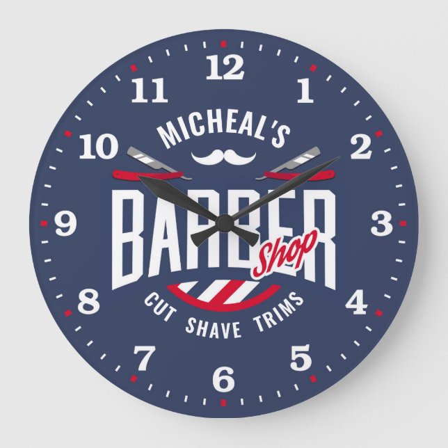 Barber Shop Personalized Wall Clock (Front)