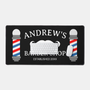 Barber shop pole desk mat for men's hair salon