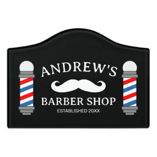 Barber shop pole door sign for men's hair salon