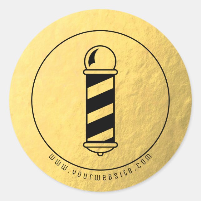 Barber Shop Pole Faux Gold Foil Sticker (Front)