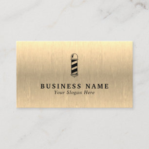 Barber Shop Pole - Metallic Gold Business Card