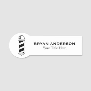 Barber Shop Pole Name Tag