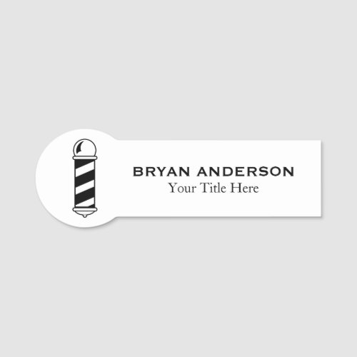 Barber Shop Pole Name Tag