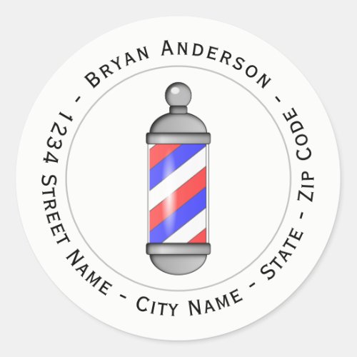 Barber Shop Pole Return Address Label