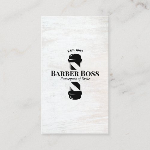 Barber Shop Pole  Rustic White Wood Business Card