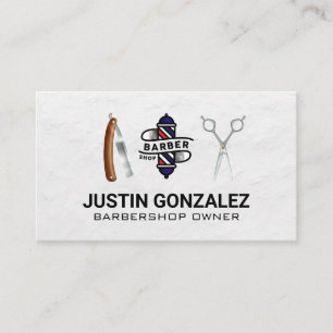 Barber Shop Pole Scissors Blade Business Card
