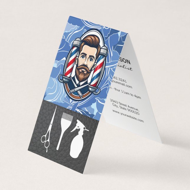 Barber Shop Poles | Hair Cutting Tools Business Card (Front)