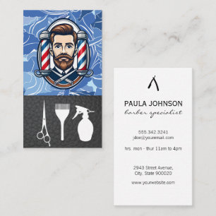 Barber Shop Poles   Hair Cutting Tools Business Card