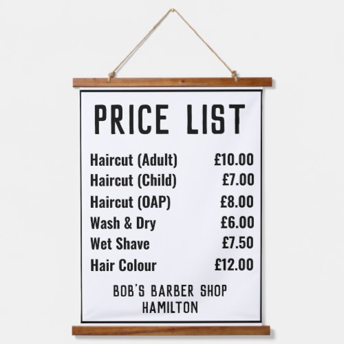 Barber Shop Price List Hanging Tapestry