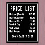 Barber Shop Price List Poster