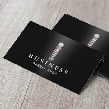 Barber Shop Professional Black Metal Hair Stylist  Business Card by cardfactory at Zazzle