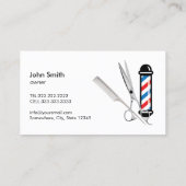 Barber Shop Professional Blue & Red Stripes Business Card (Back)