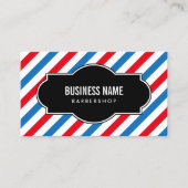 Barber Shop Professional Blue & Red Stripes Business Card (Front)