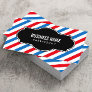 Barber Shop Professional Blue & Red Stripes Business Card