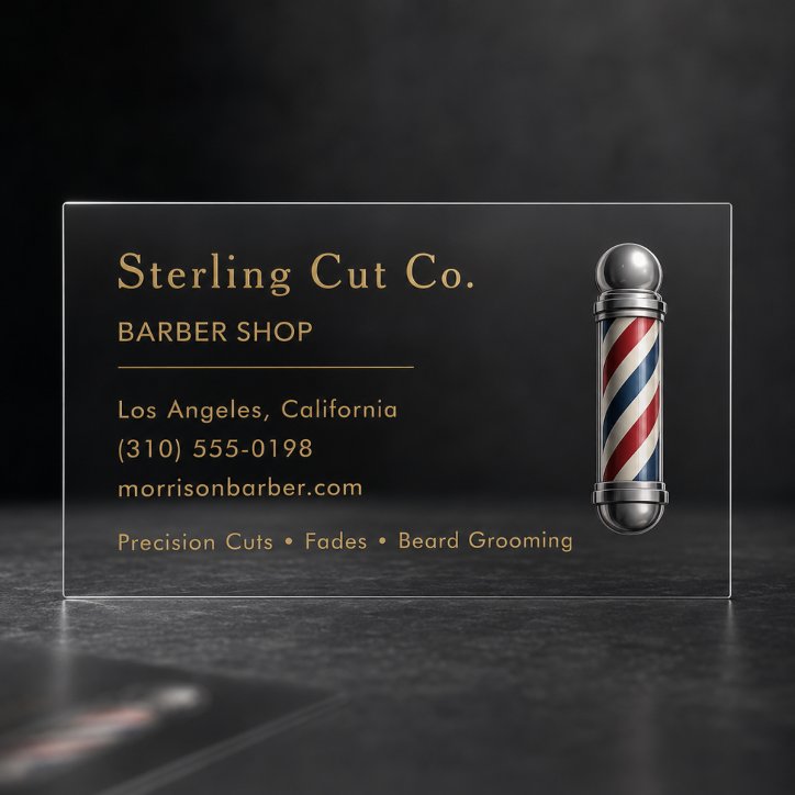 Barber Shop Professional Clear Business Cards