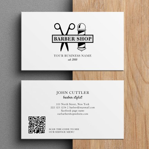 Barber shop professional hair stylist scissor pole business card