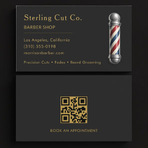 Barber Shop QR Code Professional Business Card