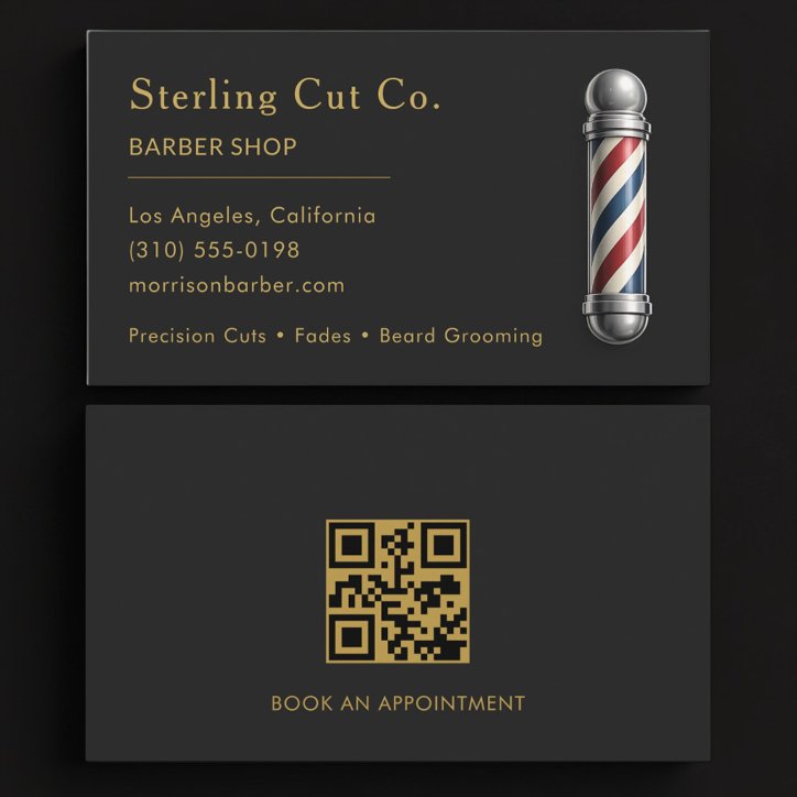 Barber Shop QR Code Professional Business Card
