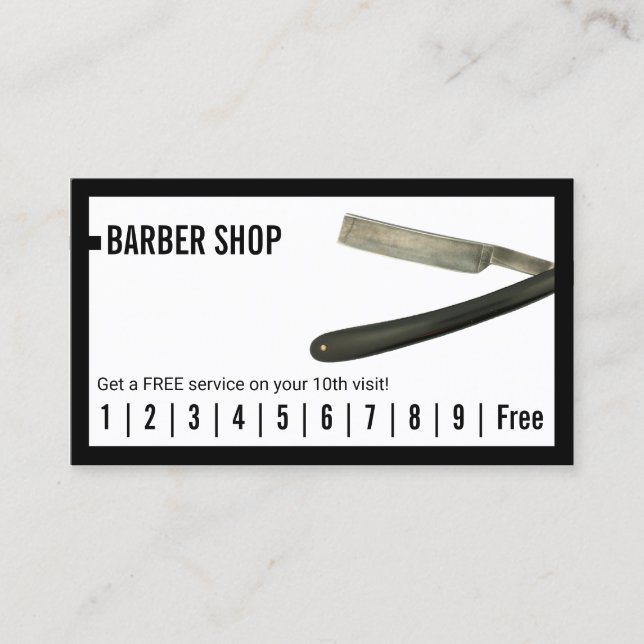 Barber Shop Razor Men's Hair Loyalty Punch (Front)