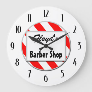 Barber Shop Red Black Custom Retro Clock