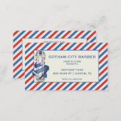 Barber Shop Red White Blue Stripes Pole Appointment Card (Front/Back)