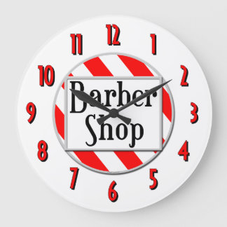 Barber Shop Red White Retro Wall Clock