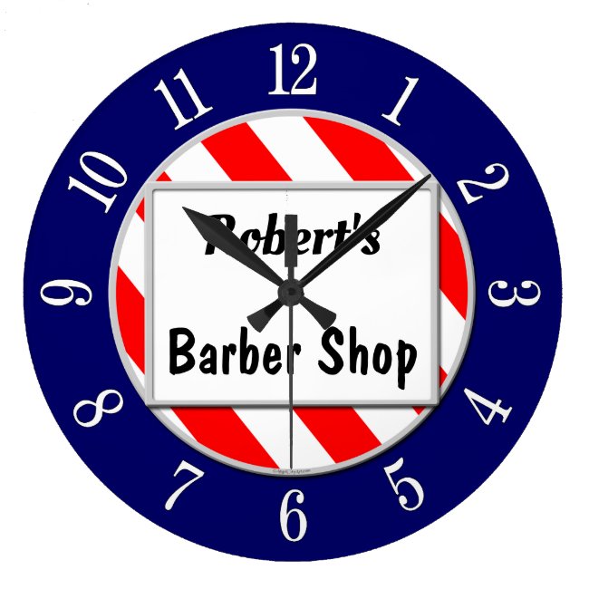 Barber Shop Retro Red, White and Blue Custom Clock