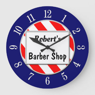 Barber Shop Retro Red, White and Blue Custom Clock