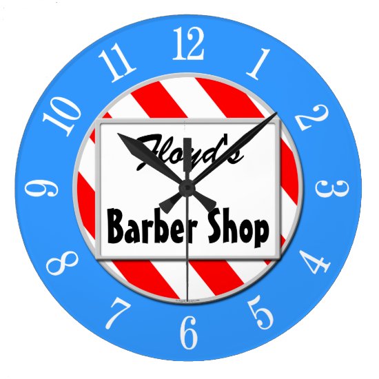 Barber Shop Retro Red White Blue Custom Clock