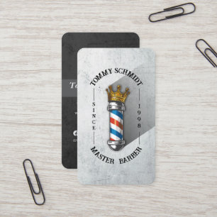 Barber Shop Royal Crown Barber Pole Hair Salon QR Business Card