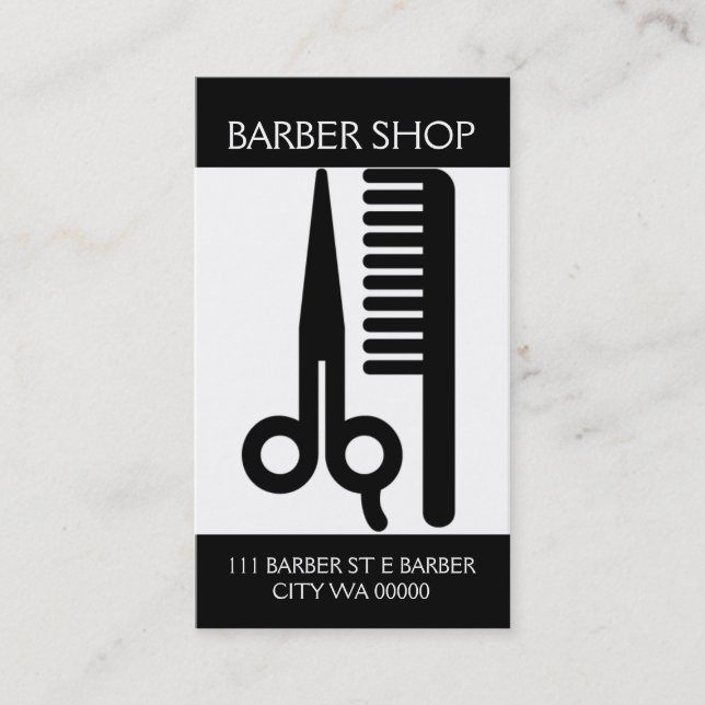 Barber Shop Salon Beauty Business Card (Front)