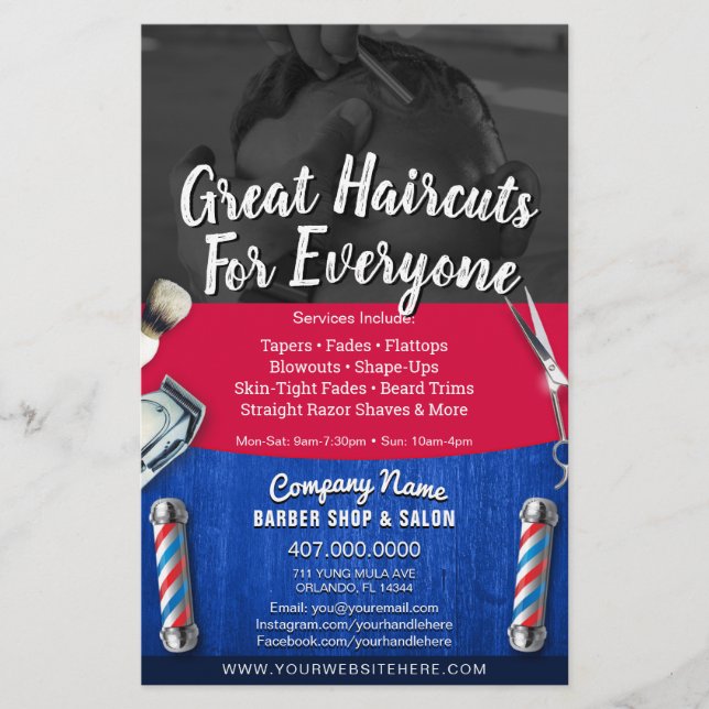 Barber Shop & Salon Customizable Coupon Template F Flyer (Front)