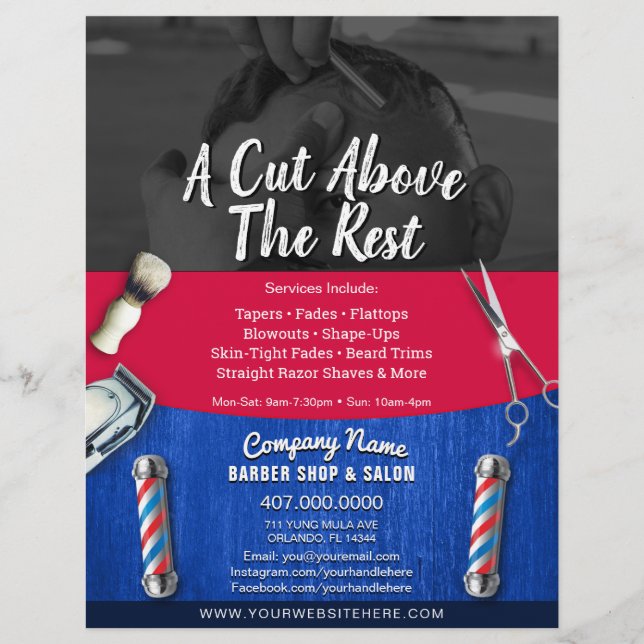 Barber Shop & Salon Customizable Coupon Template F Flyer (Front)