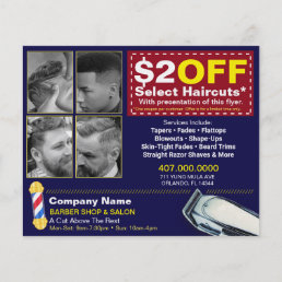 Barber Shop &amp; Salon Customizable Coupon Template Flyer